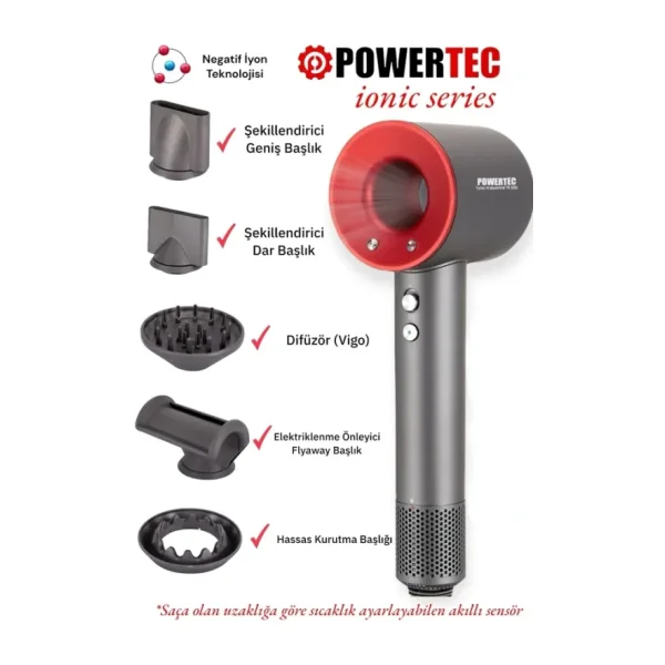 Powertec TR-3333 Plazma 2400 W Saç Kurutma Makinesi