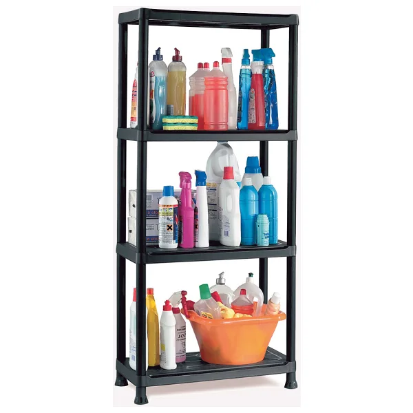 Regalux Kronos 4 Katlı Plastik Raf 60x30x143 cm Siyah