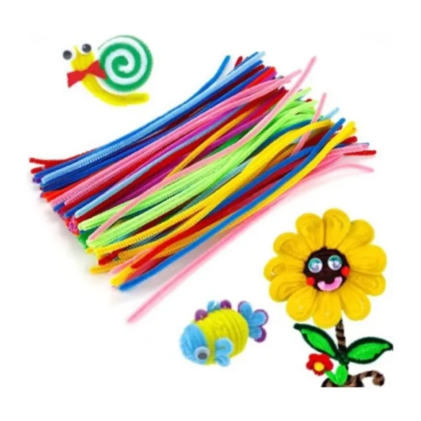 Renkli Şönil, 200 Adet, Eğitici Şönil Seti, Tüylü Tel, 30 Cm, Peluş Tel