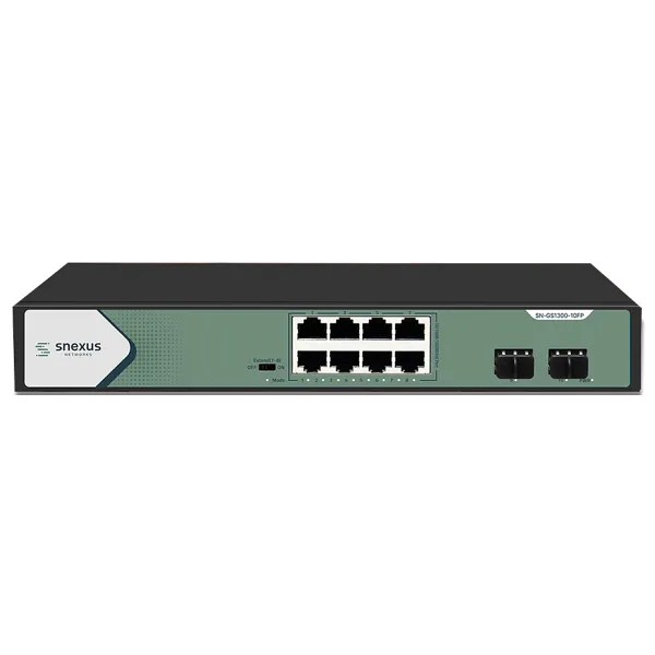 SNEXUS SN-GS1300-12FP Gigabit PoE Switch | 8 Port PoE + 2 SFP 120W