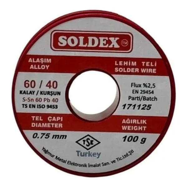 Soldex 60/40 100 gr 0.75 mm Lehim Teli