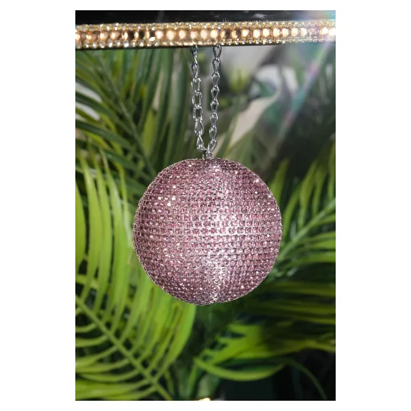 TASARIM ARABAM ATİKE ELİF AKIN 7 Cm Pembe Disco Topu Dikiz Süsü