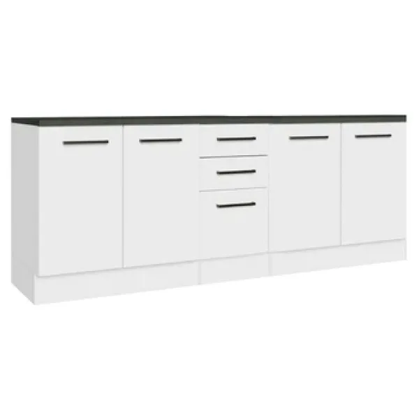 Tdesigno Sirtaki Mutfak 4 Kapaklı-3 Çekmeceli Alt Modül -200 Cm - Çok Amaçlı Dolap -beyaz-tezgah Dahil