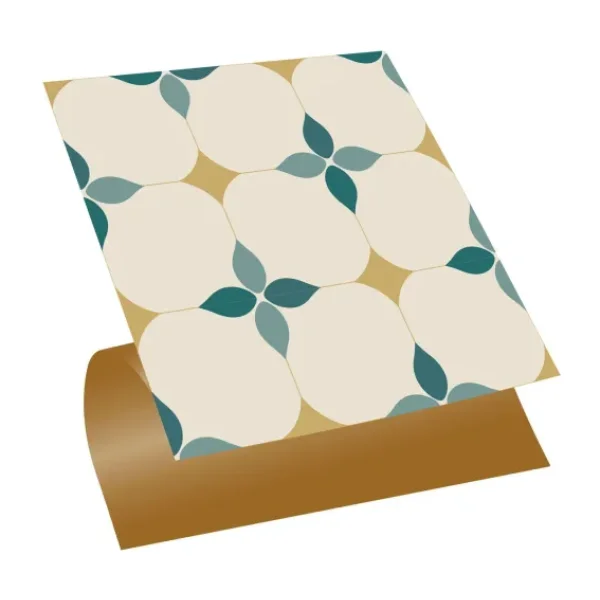 Tink Kendinden Yapışkanlı Zümrüt Çiçekli Desenli Pvc Karo 30X30 cm - (11 ADET) 1m2