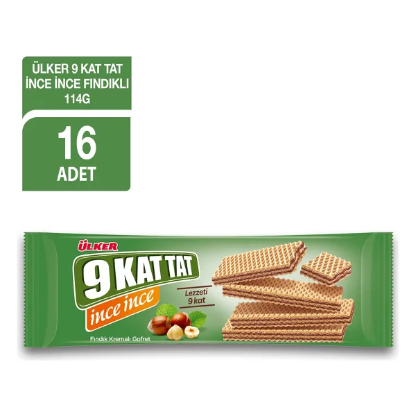 Ülker 9 Kat Tat İnce İnce Fındıklı 114 gr 16'lı Paket Gofret