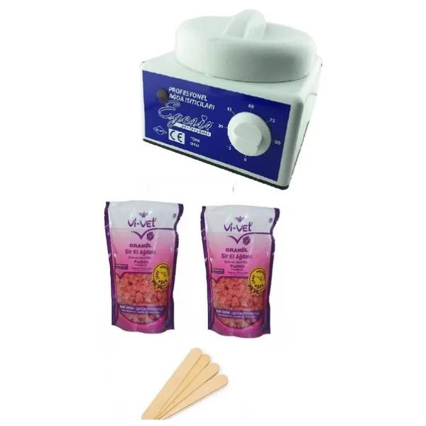 Vi-vet Sir Ağda Makinesi + 2 Adetpudralı Soyulabilen Boncuk Ağda + Spatula Seti