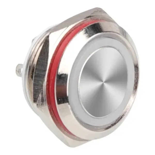 WD16C1-Pin-P1-E 16mm Düz Yaylı Işıklı Metal Buton - Beyaz