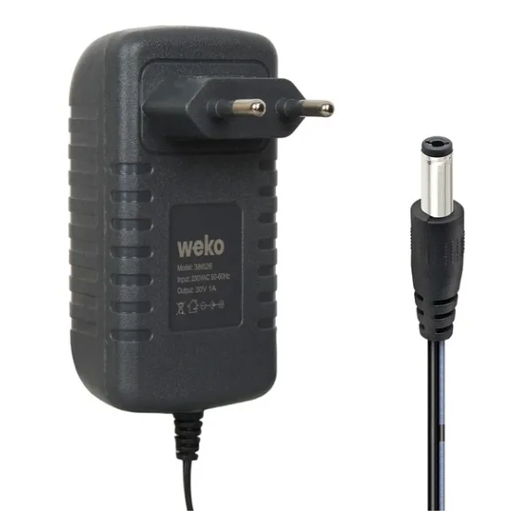 Weko Wk-38626 Yerli Üretim 30 Volt - 1 Amper 5.5x2.5 Mm Uçlu Priz Tipi Şarj Adaptör