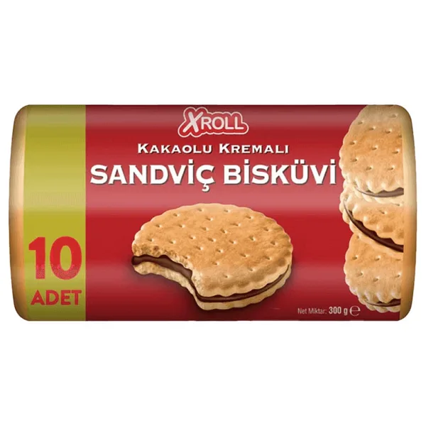 Xroll Kakao Kremalı Sandviç Bisküvi 10x30 gr