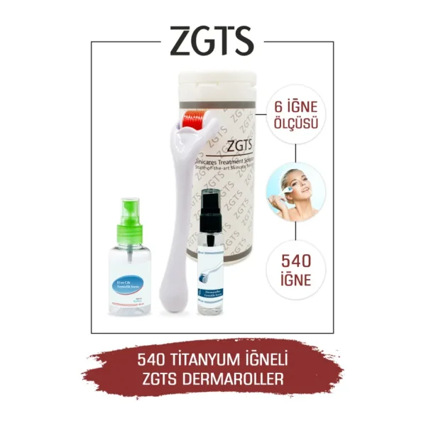 Zgts Red Dermaroller Ultra Titanyum 540 Iğneli Derma Roller - 0.50 mm - Beyaz