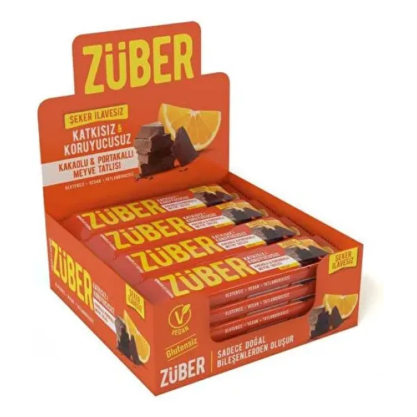 Züber Portakallı & Kakaolu Meyve Barı 12x40 gr
