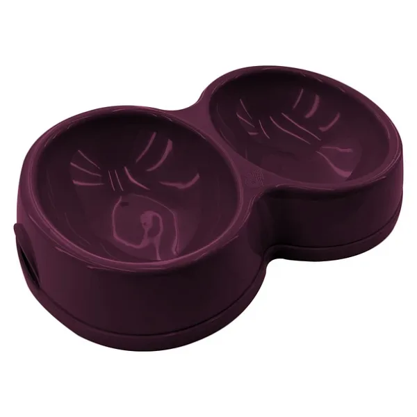 8566 Çiftli Kedi/Köpek Mama Kabı Bordo