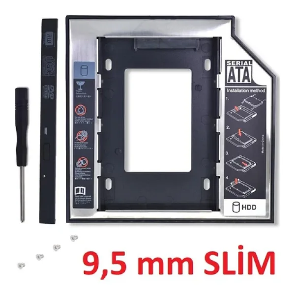 9.5mm Sata Hdd Caddy Ssd 9.5 Kızak Harddisk Kutusu Cdrom Yerine