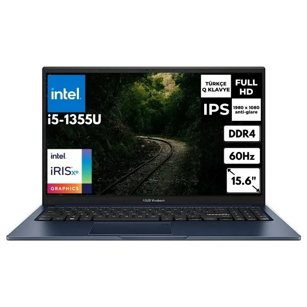Asus Vivobook 15 I7-1355U 24 GB 512 GB SSD Iris Xe Graphics 15.6" Fhd Windows 11 Pro Taşınabilir Bilgisayar X1504VA-NJ1499AT52
