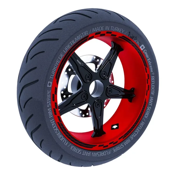 Çınar Extreme Moto Gp Yarış Bayraklı Siyah Karbon Fiber Dokulu Jant Şeridi Sticker -