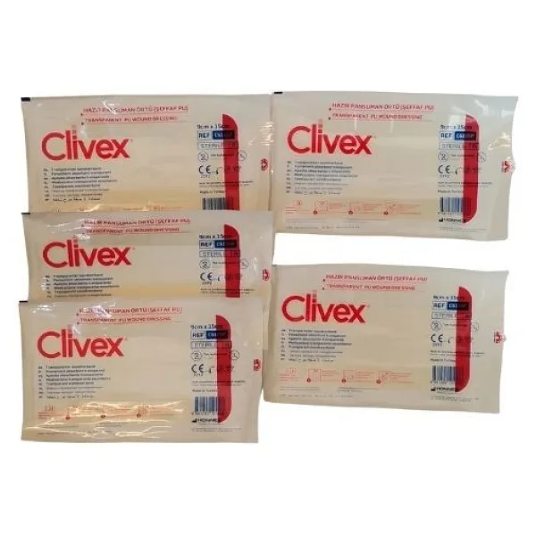 Clivex Pad Pu Steril Şeffaf Yara Örtüsü 9CMX15CM C6115P Clivex Sıvı Geçirmez