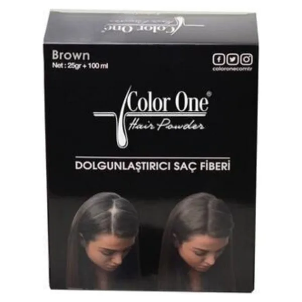 Color One Hair Powder Brown Dolgunlaştırıcı Saç Fiberi 25 gr + 100 ml Sprey