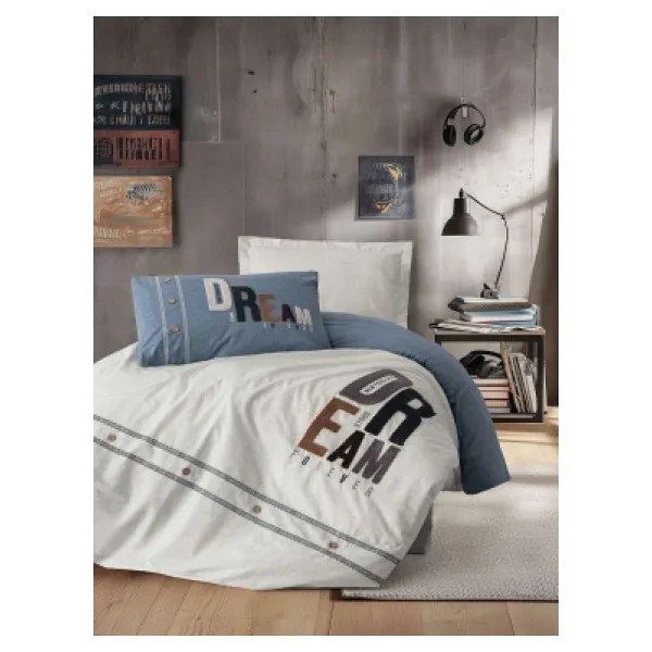 Cotton Box Mood Nakışlı Forever Gri Ranforce Tek Kişilik Nevresim Takımı