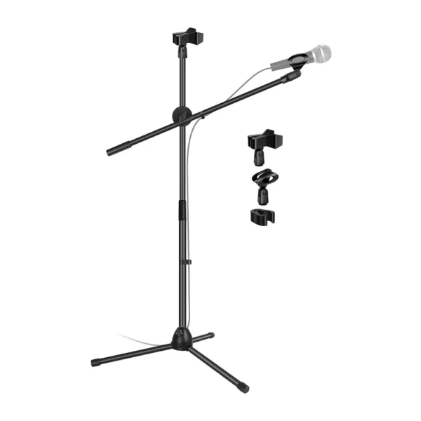 Coverzone 180cm Maksimum Uzunluk Mikrofon Standı Multi Fonksiyonel 2in1 Microphone Katlanabilir Açısı Ayarlanabilir Zemin Üstü - Model 103