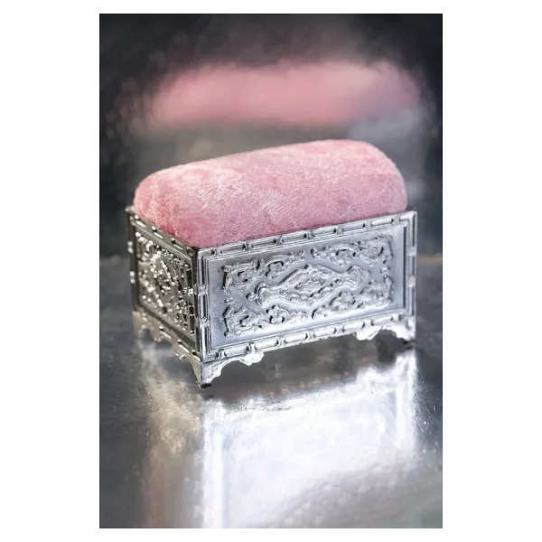 HÜRREM BONE Pembe Eşarp Şal Iğnedanlık Kadife Gümüş Sandık 5006_04