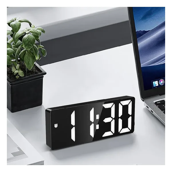 Hymark Led Ekran Usb Güç Dijital Aynalı Masa Saati Sıcaklık Alarm Takvim/Adpt