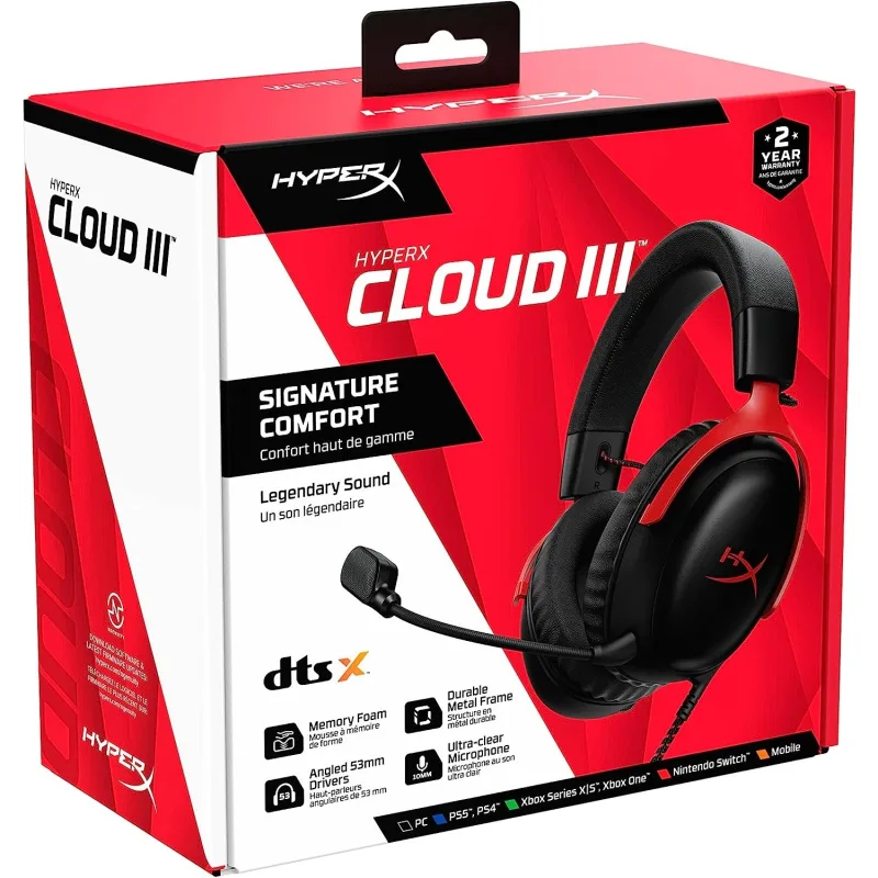 Hyperx Cloud Iıı 727a9aa Siyah-Kırmızı Kablolu Kulak Üstü Oyuncu Kulaklığı - Görsel 2