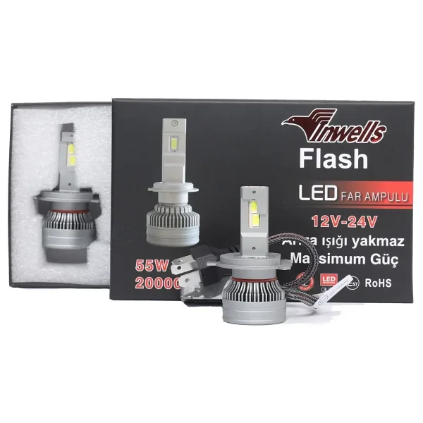Inwells Yeni Flash Csp Led Xenon (ZENON) H4 20,000 Lümen Arıza Işığı Yakmaz 12-24 V Uyumlu