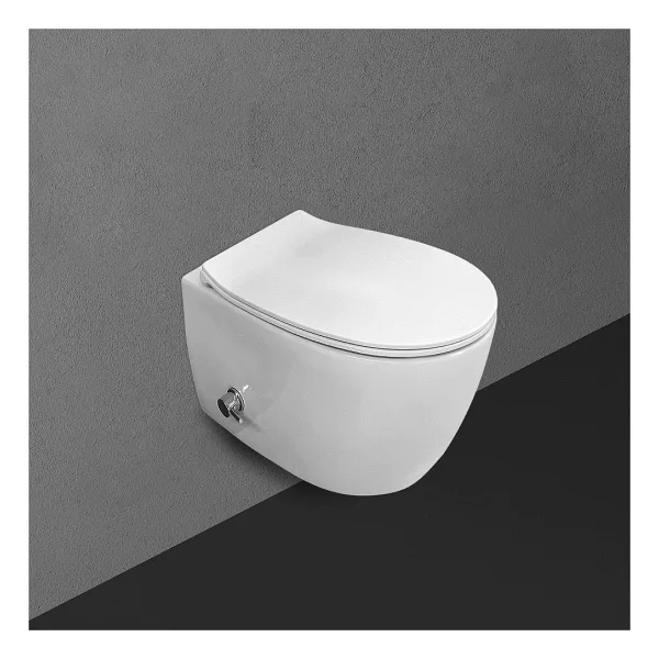 Isvea CLEANWASH Entegre Taharat Musluklu Rimless Asma Klozet ve Yavaş Kapanan kapak - Beyaz