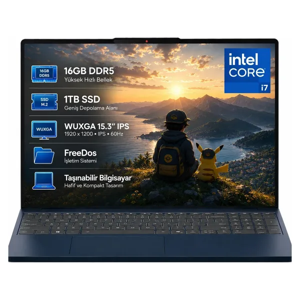 Lenovo Ideapad Slim 3 15IRH10 83K10061TR i7-13620H 16 GB 1 TB SSD UHD Graphics 15.3" Free Dos WUXGA Notebook