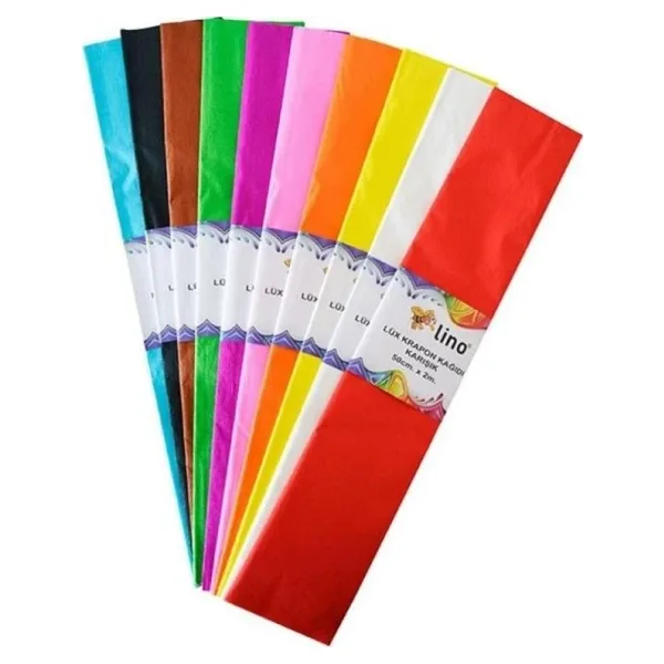 Lino Lüx Krapon Kağıdı (50x200 cm) 10'lu Paket 10 RENK