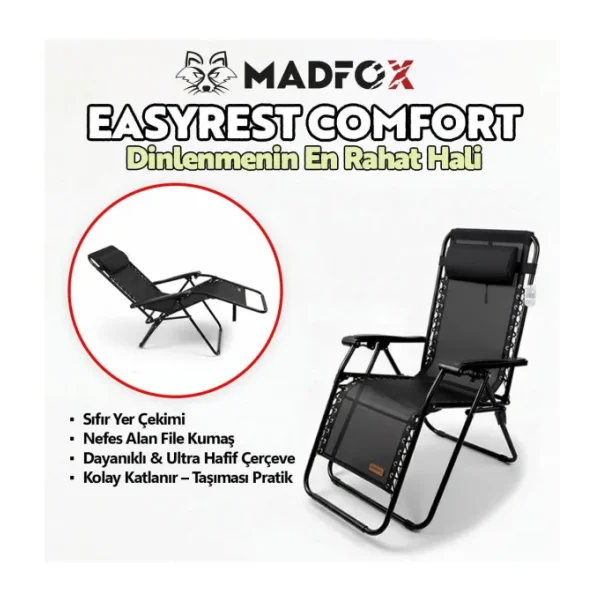 Madfox Easyrest Gri Kamp Sandalyesi