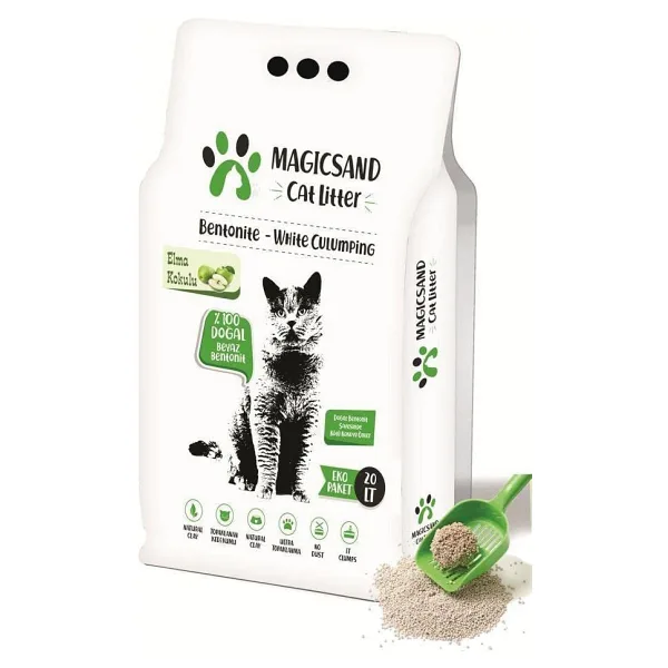 Magicsand Elma Kokulu 20 lt İnce Taneli Bentonit Kedi Kumu