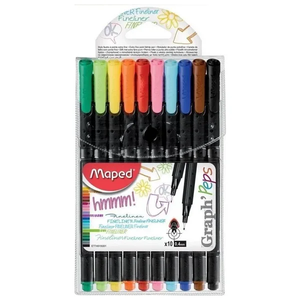 Maped Graph Peps 0.4 mm 10'lu Keçeli Kalem Seti