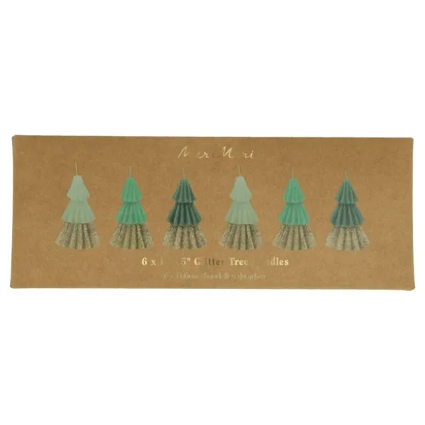 Meri Meri - Green Mini Tree Candles - Yeşil Mini Ağaç Mumlar (6'lı)