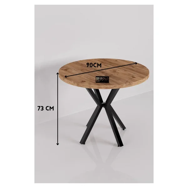 Mutfak Masası 90 cm Yuvarlak Masa Modern Metal Ayaklı Cafe Balkon Ofis Yemek Masası 9825 Atlantik