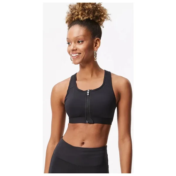 Nike Swoosh Medium Support Padded Zip-front Bra Kadın Fermuarlı Pedli Spor Sütyeni Siyah Siyah