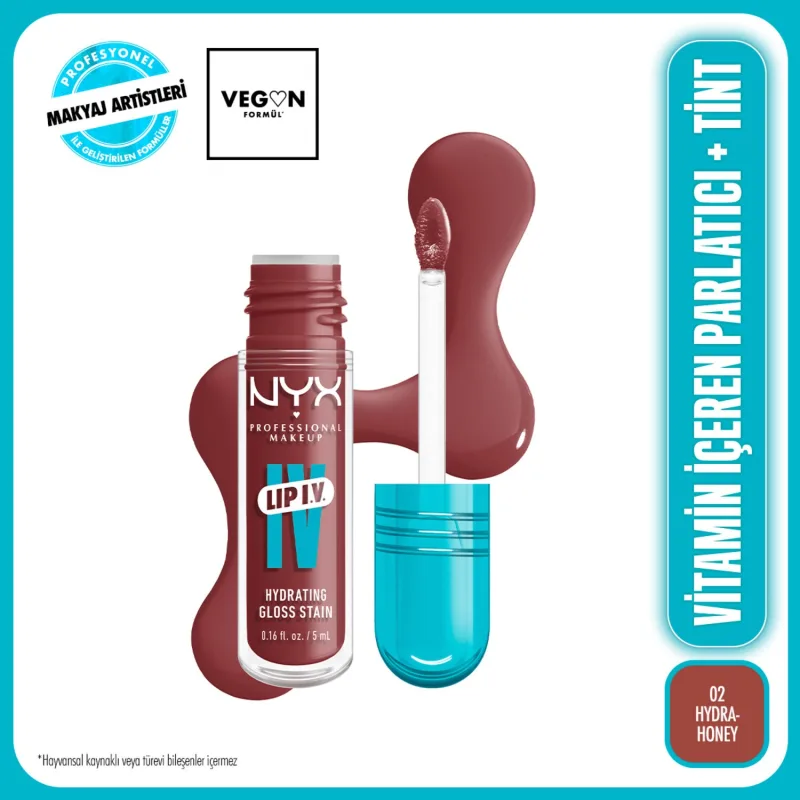 NYX Professional Makeup Lip IV Vitamin İçeren Tint 02 Hydra-Honey Dudak Parlatıcısı