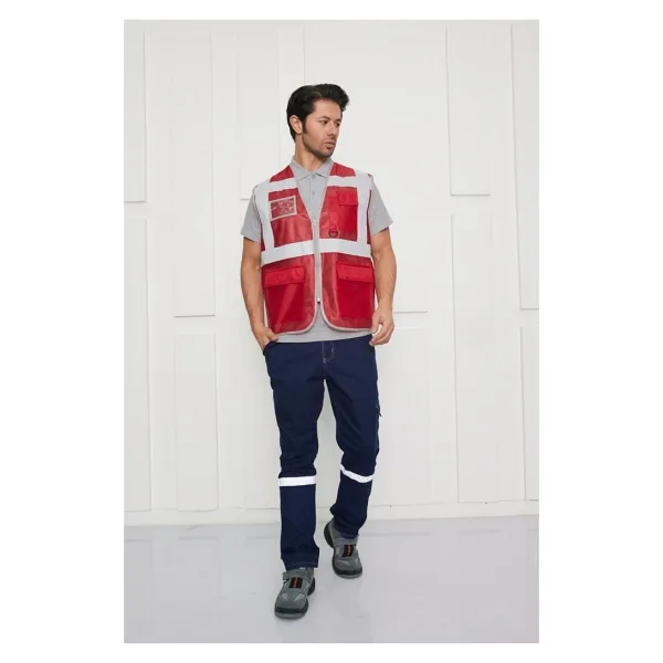 Orange Safety Mühendis Tipi İkaz Yeleği Kırmızı