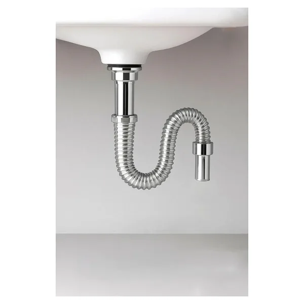 Orret Home 80 Cm Krom Körüklü Lavabo Gider Borusu - Esnek Metal Lavabo Sifon Hortumu, Uzatılabilir Gider Borusu, Banyo ve Mutfak Lavaboları İçin Dayanıklı Sifon Bağlantı Hortumu