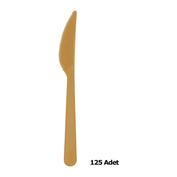 Plastik Gold Altın Renkli Lüx Parti Doğum Günü Bıçak - 18 Cm. - 25 Adetlik 5 Paket