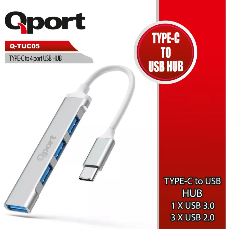 Qport Q-TUC05 4 Port Type-C To Usb3.0 Metal USB Çoklayıcı