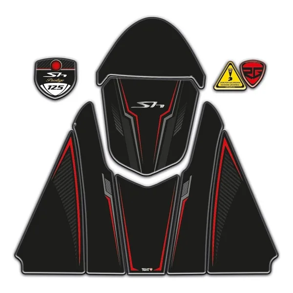Redline Grafik Honda SH 125 2024-2025 Uyumlu Siyah Kırmızı Tank Pad