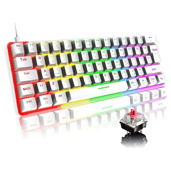 ROBEVE Blic Oyuncu Klavyesi RGB Klavye 20 Modlu Ayarlanabilir Renk Seçeneği RGB Suya Ve Toza Dayanıklı Klavye Oyun Klavyesi Oyuncu Klavye Mekanik Klavye Kırmızı Switch (Beyaz)