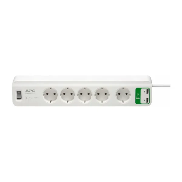 Schneider Electric APC PM5U-GR 918 Joule Anahtarlı USB'li 1.8 m 5'li Akım Korumalı Priz
