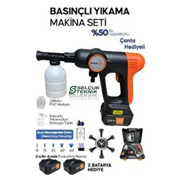 Stanvolt Basınçlı Oto Araba Bahçe Yıkama Makinesi Akülü Kovadan Su Çekme