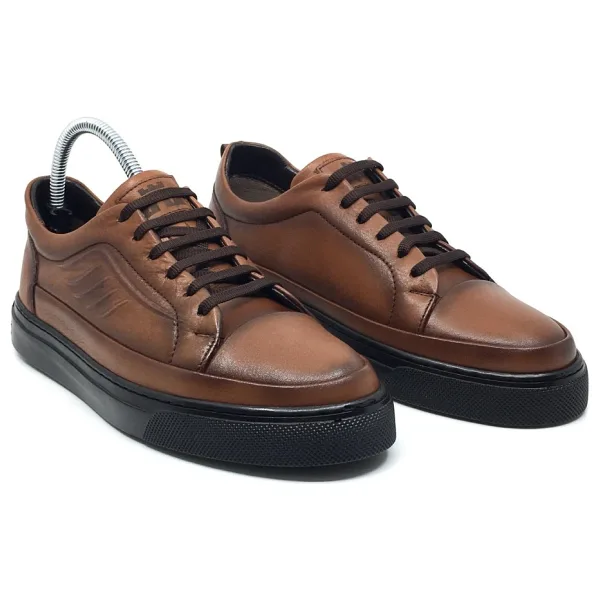Taşpınar %100 Hakiki Deri Erkek Yazlık Ortopedik Rahat Günlük Yeni Sezon Sneaker Ayakkabı 40-44 - Taba - 43