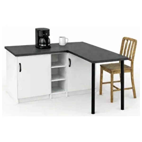 Tdesigno Sara L Mutfak Adası - 2 Kapaklı - Çok Amaçlı Dolap - Alt Modül - Kiler - 130 Cm - Antrasit-beyaz