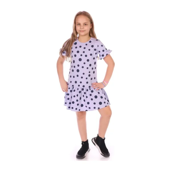 Toontoy Kız Çocuk Komple Puantiye Baskılı Elbise