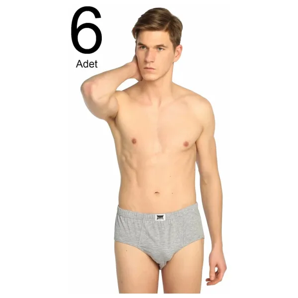 Tutku Erkek Gri 6'Lı Paket Pamuk Slip