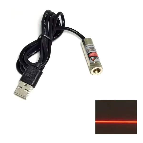 USB Kablolu 650nm Çizgi Lazer Modülü - 5V 5mW Kırmızı Lazer